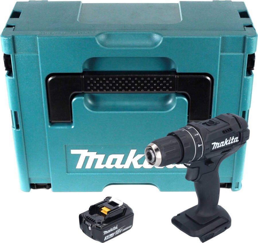 Makita DHP 482 F1JB Accu klopboormachine 18 V 62 Nm Zwart + 1x accu 3.0 Ah + Makpac zonder lader