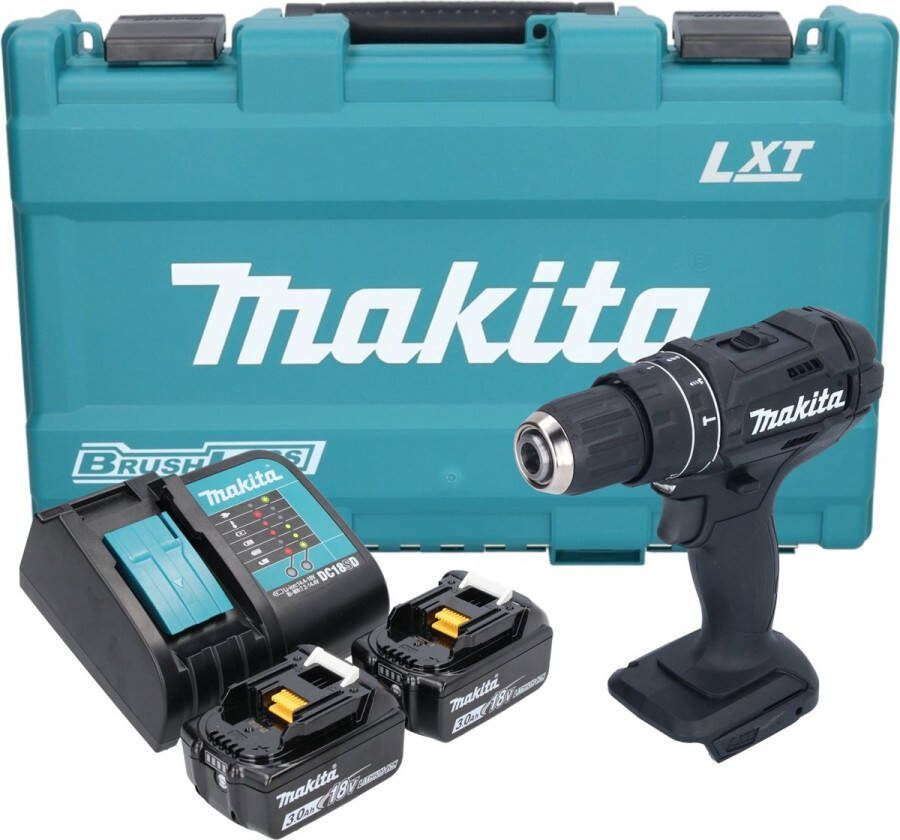 Makita DHP 482 SFKB accu klopboormachine 18 V 62 Nm zwart + 2x accu 3.0 Ah + lader + koffer