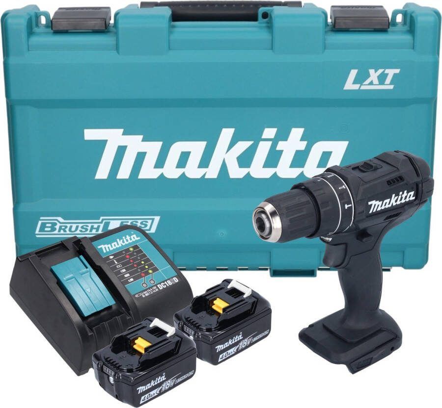 Makita DHP 482 SMKB accu klopboormachine 18 V 62 Nm zwart + 2x accu 4.0 Ah + lader + koffer