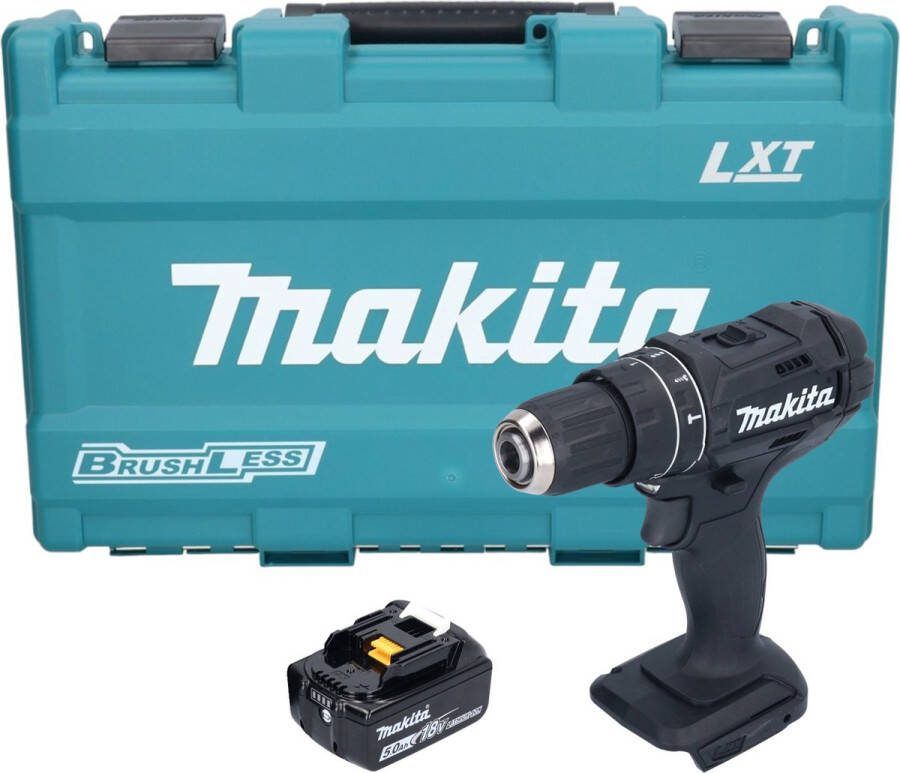 Makita DHP 482 T1KB Accu klopboormachine 18 V 62 Nm Zwart + 1x oplaadbare accu 5.0 Ah + koffer zonder oplader