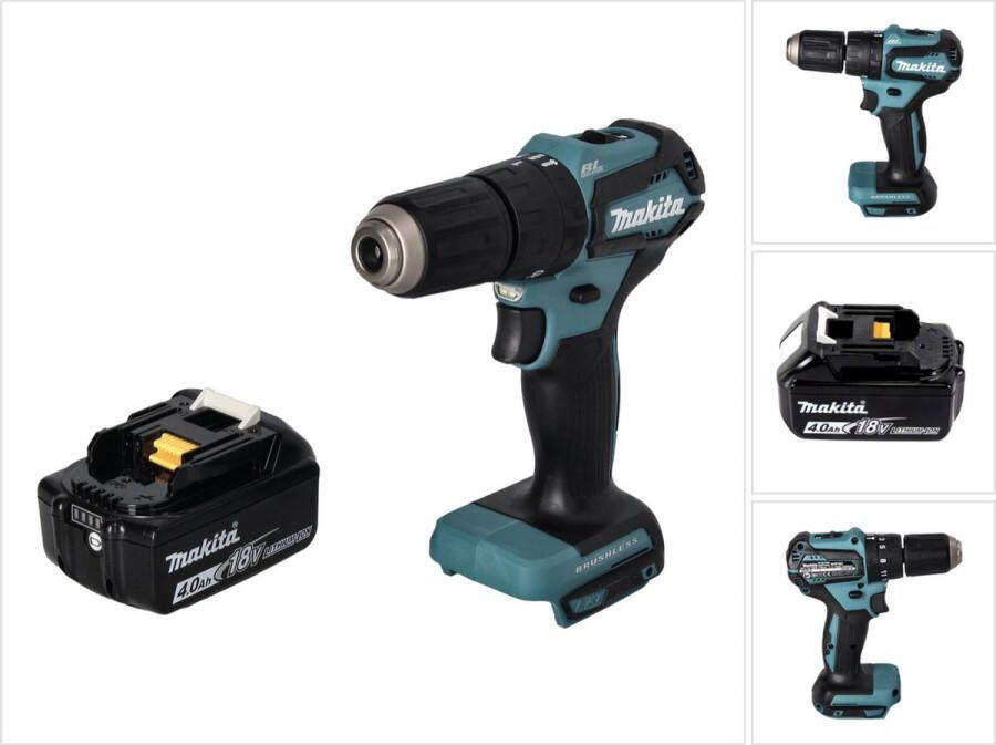 Makita DHP 483 M1 accu klopboormachine 18 V 40 Nm borstelloos + 1x oplaadbare accu 4.0 Ah zonder oplader