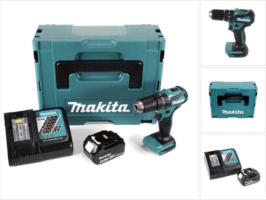 Makita DHP 483 RF1J accu klopboormachine 18V 40Nm in Makpac + 1x 3.0 Ah accu + lader