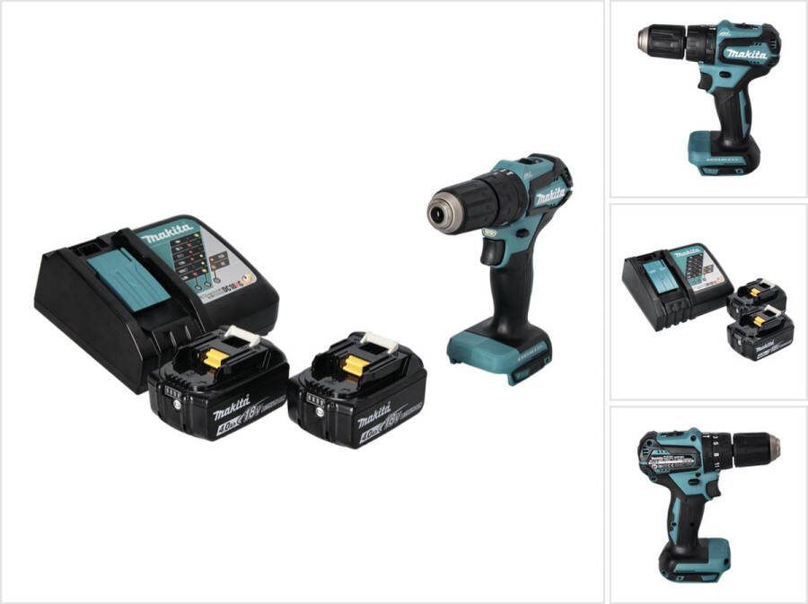 Makita DHP 483 RM accu klopboormachine 18 V 40 Nm borstelloos + 2x accu 4.0 Ah + lader