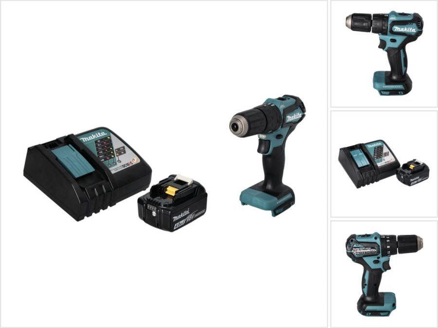 Makita DHP 483 RM1 accu klopboormachine 18 V 40 Nm borstelloos + 1x oplaadbare accu 4.0 Ah + lader