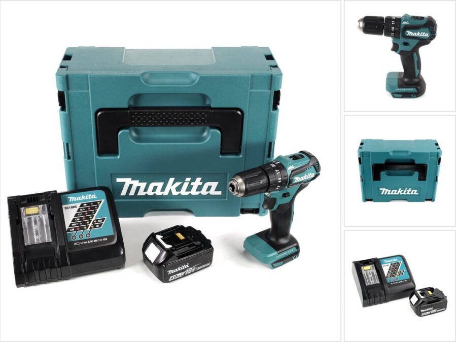 Makita DHP 483 RM1J accu klopboormachine 18V 40Nm in Makpac + 1x 4.0 Ah accu + lader