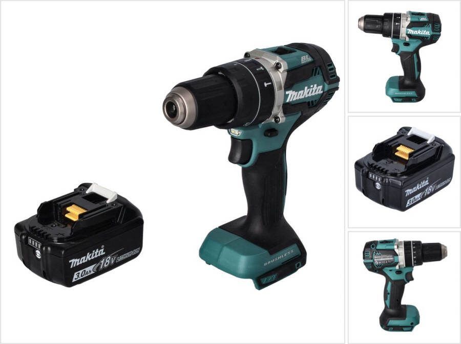 Makita DHP 484 F1 accu klopboormachine 18 V 54 Nm borstelloos + 1x oplaadbare accu 3.0 Ah zonder oplader