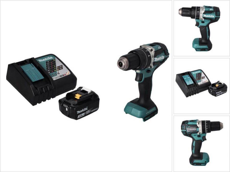 Makita DHP 484 RF1 accu klopboormachine 18 V 54 Nm borstelloos + 1x oplaadbare accu 3.0 Ah + lader