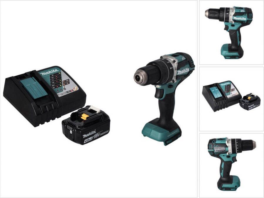 Makita DHP 484 RM1 accu klopboormachine 18 V 54 Nm borstelloos + 1x oplaadbare accu 4.0 Ah + lader