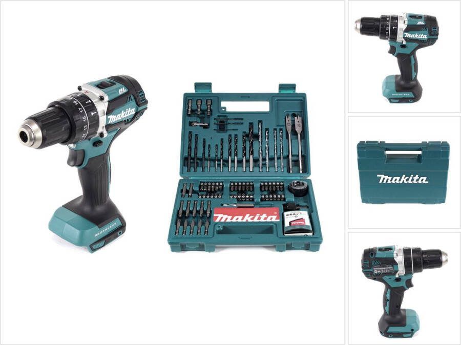 Makita DHP 484 Z 18V Brushless Li-Ion Snoerloze Klopboormachine Solo + B-53811 Bits & Boorset 100 stuks