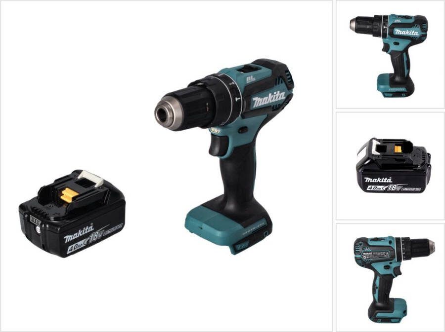 Makita DHP 485 M1 accu klopboormachine 18 V 50 Nm borstelloos + 1x oplaadbare accu 4.0 Ah zonder oplader