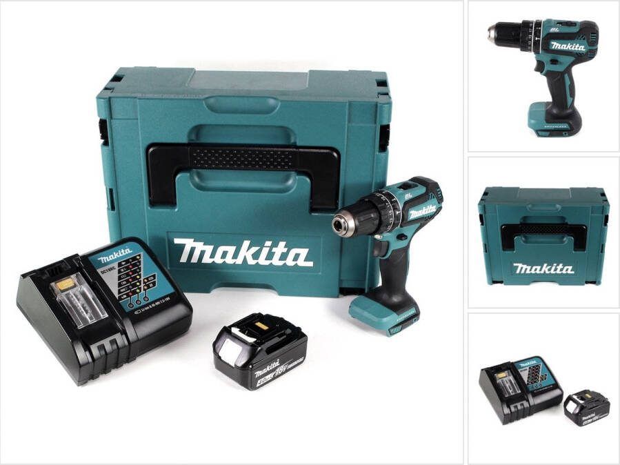 Makita DHP 485 RM1J 18 V Li-Ion accu klopboormachine in Makpac + 1 x 4.0 Ah accu + lader