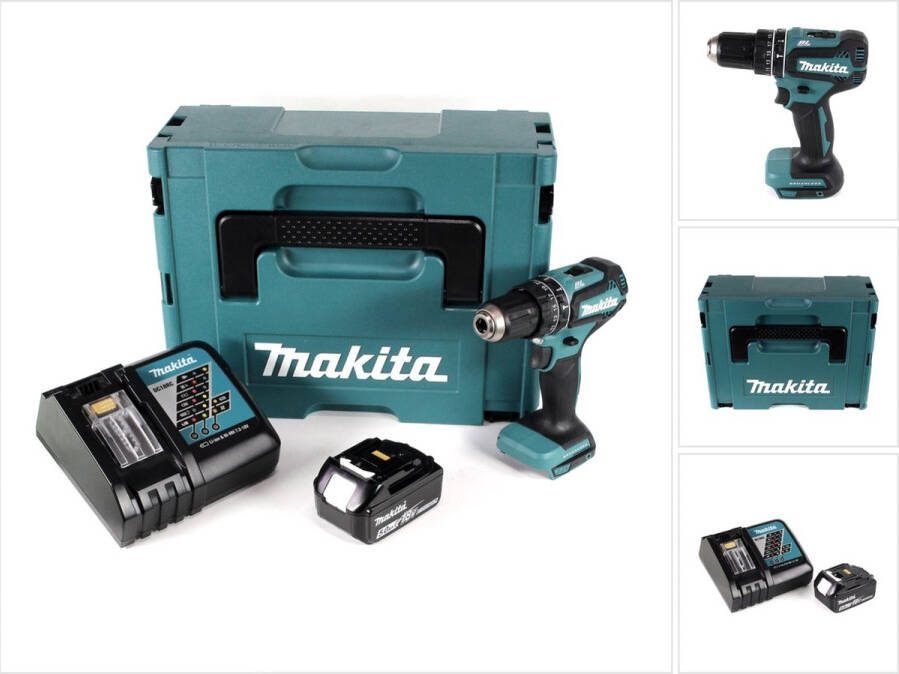 Makita DHP 485 RT1J 18 V Li-Ion accu klopboormachine in Makpac + 1 x 5.0 Ah accu + lader