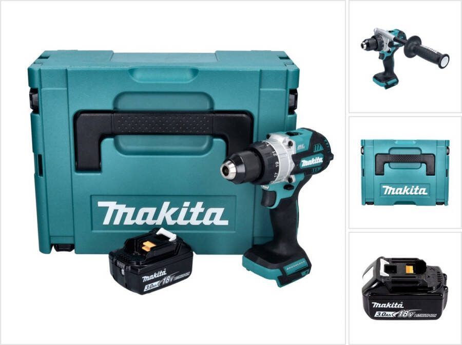 Makita DHP 486 F1J accu klopboormachine 18 V 130 Nm borstelloos + 1x oplaadbare accu 3.0 Ah + Makpac zonder lader