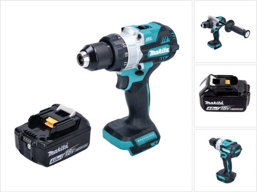 Makita DHP 486 M1 accu klopboormachine 18 V 130 Nm borstelloos + 1x oplaadbare accu 4.0 Ah zonder oplader