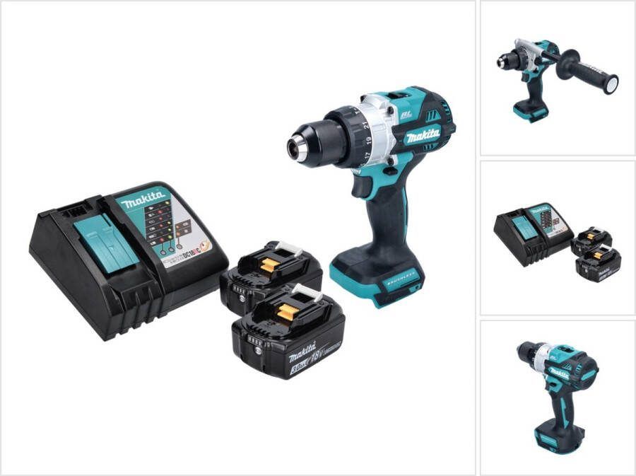 Makita DHP 486 RF accu klopboormachine 18 V 130 Nm borstelloos + 2x accu 3.0 Ah + lader