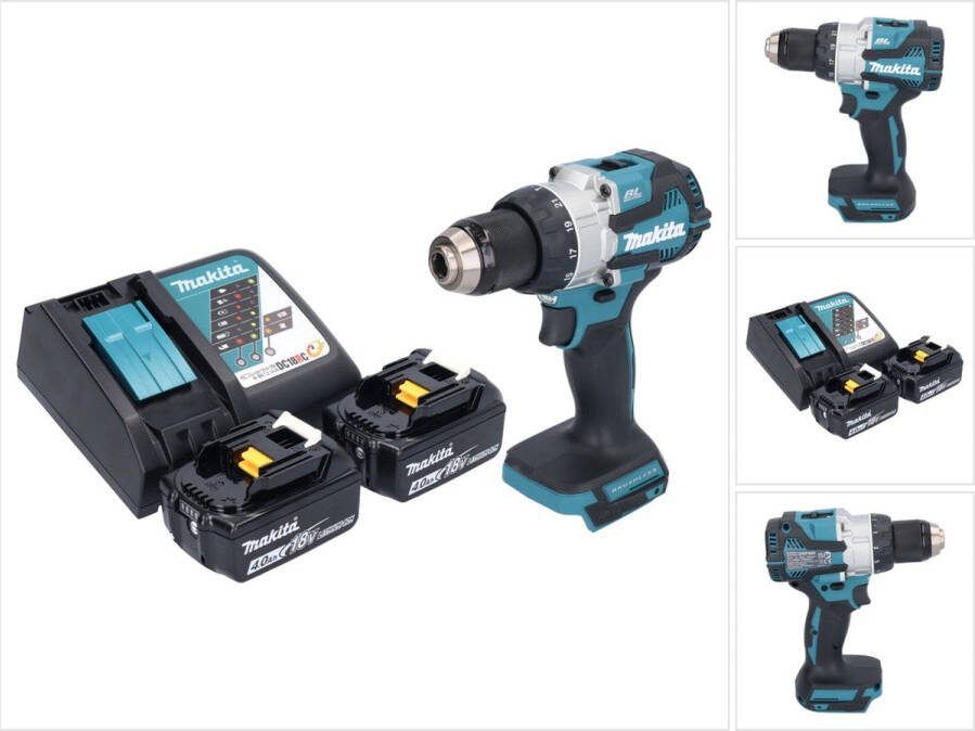 Makita DHP 489 RM accu klopboormachine 18 V 73 Nm borstelloos + 2x accu 4.0 Ah + lader