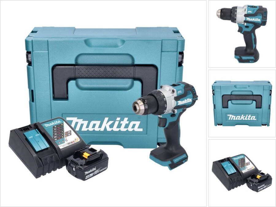 Makita DHP 489 RM1J accu klopboormachine 18 V 73 Nm borstelloos + 1x oplaadbare accu 4.0 Ah + lader + Makpac