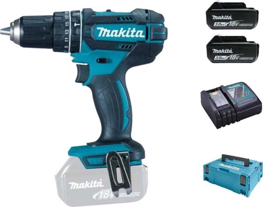 Makita DHP482RFWJ 18V Li-Ion accuboormachine met klopfunctie (2x 3.0Ah accu)