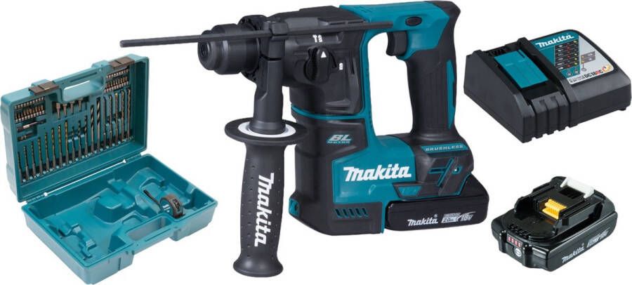 Makita DHR 171 RAX3 accu boormachine 18 V 1 2 Joule SDS Plus Brushless + 2x accu 2.0 Ah + lader + 65-delige set + koffer