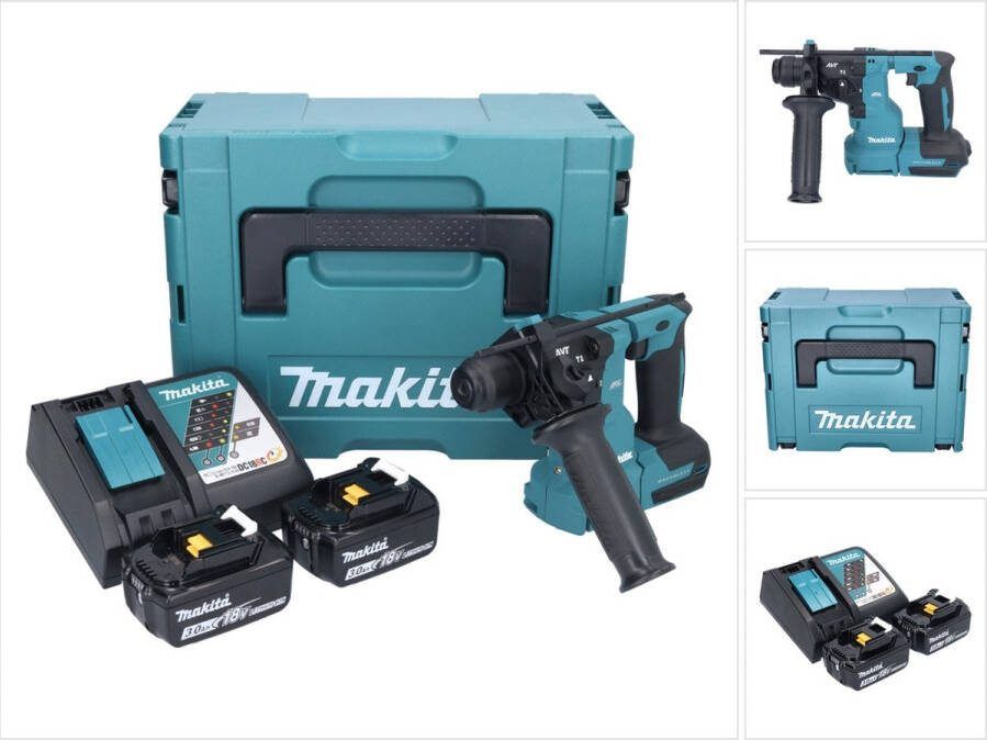 Makita DHR 183 RFJ accu boormachine 18 V 1.7 J SDS plus Brushless + 2x oplaadbare accu 3.0 Ah + lader + Makpac