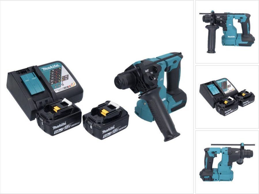 Makita DHR 183 RT accu boormachine 18 V 1.7 J SDS plus Brushless + 2x accu 5.0 Ah + lader