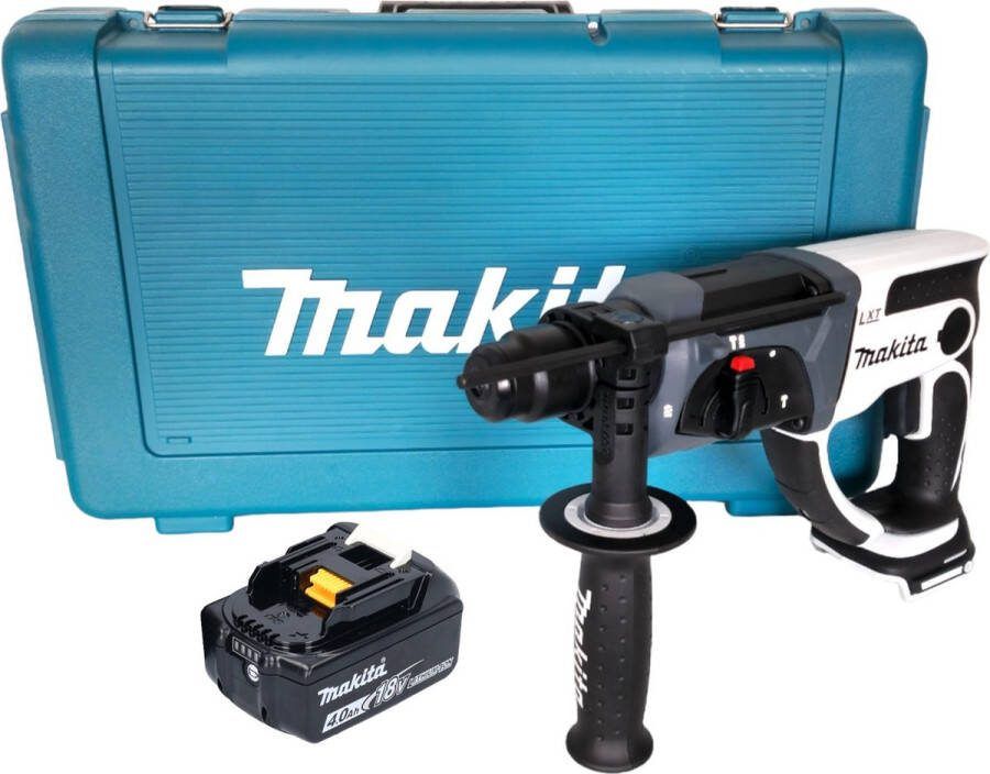 Makita DHR 202 M1W Accu boormachine 18 V 20 mm 2.0 J wit + 1x accu 4.0 Ah + koffer zonder lader
