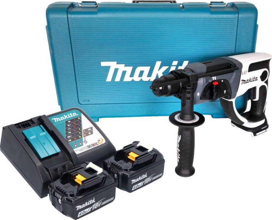 Makita DHR 202 RMW accu boormachine 18 V 20 mm 2.0 J wit + 2x accu 4.0 Ah + lader + koffer