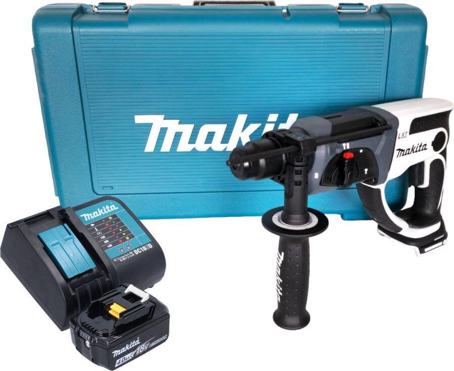 Makita DHR 202 SM1W Accu boormachine 18 V 20 mm 2.0 J wit + 1x oplaadbare accu 4.0 Ah + lader + koffer