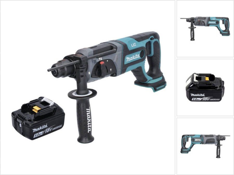 Makita DHR 241 T1 accu boormachine 18 V 2.0 J SDS plus + 1x oplaadbare accu 5.0 Ah zonder oplader