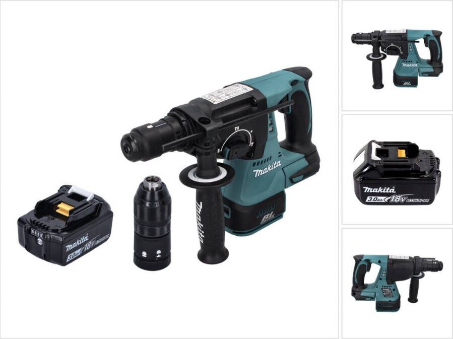 Makita DHR 243 F1 accu boormachine 18 V SDS plus Brushless + 1x oplaadbare accu 3.0 Ah zonder oplader