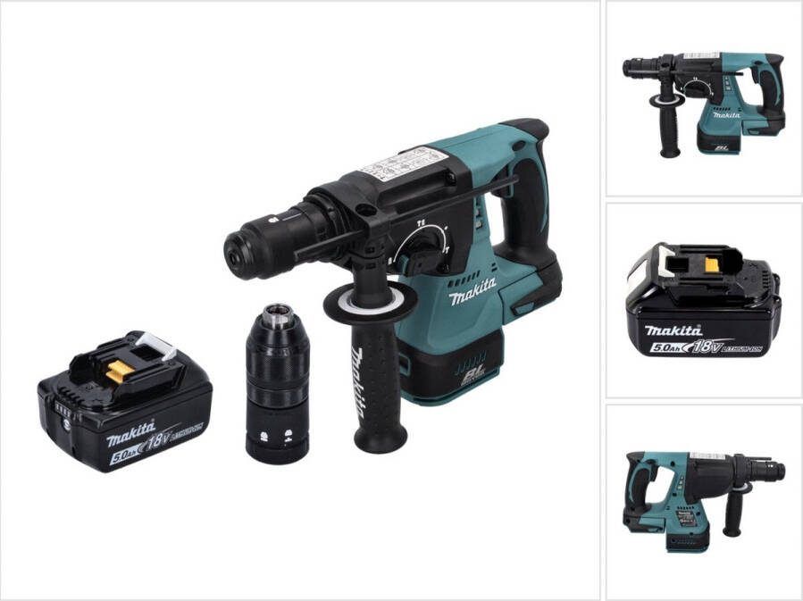 Makita DHR 243 T1 accu boormachine 18 V SDS plus Brushless + 1x oplaadbare accu 5.0 Ah zonder oplader