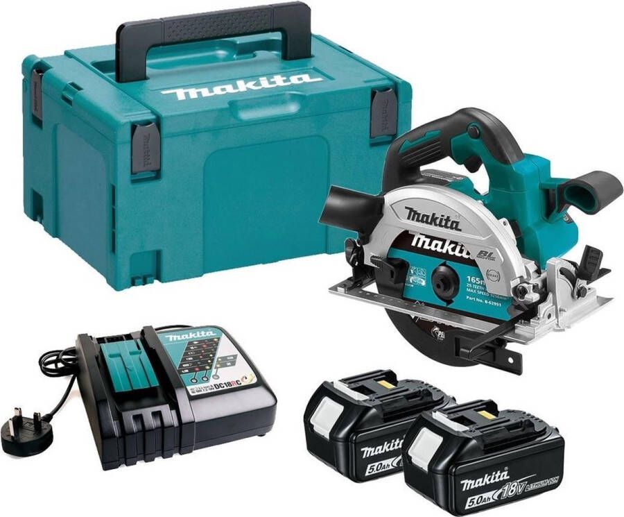 Makita DHS660RTJ 18V Li-Ion Accu cirkelzaag set (2x 5.0Ah accu) in Mbox 165mm koolborstelloos