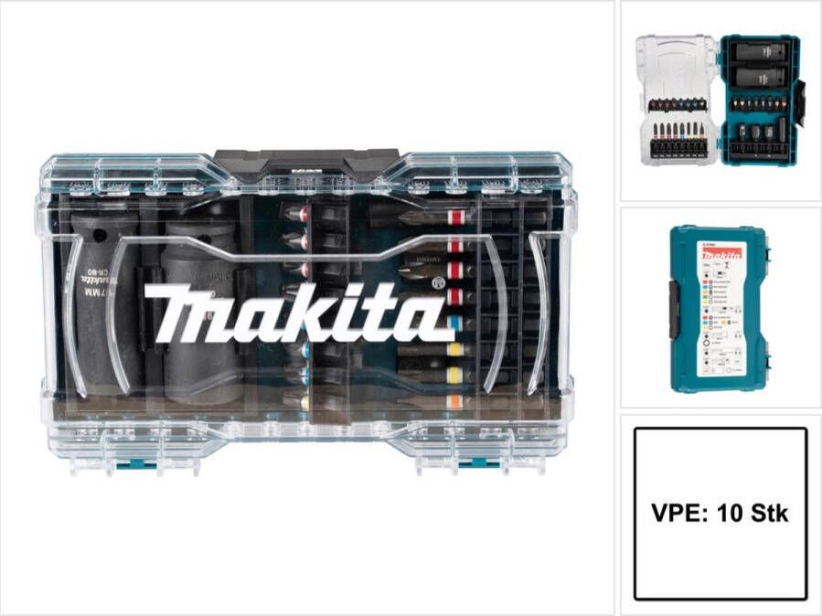 Makita display bitset 10 x 30-delig assortiment ( E-07060-10 ) sleuf kruiskop Pozidriv Torx inbussleutel