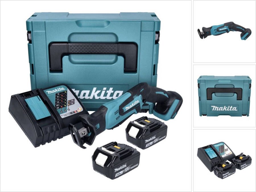 Makita DJR 185 RFJ accu reciprozaag 18 V + 2x accu 3.0 Ah + lader + Makpac