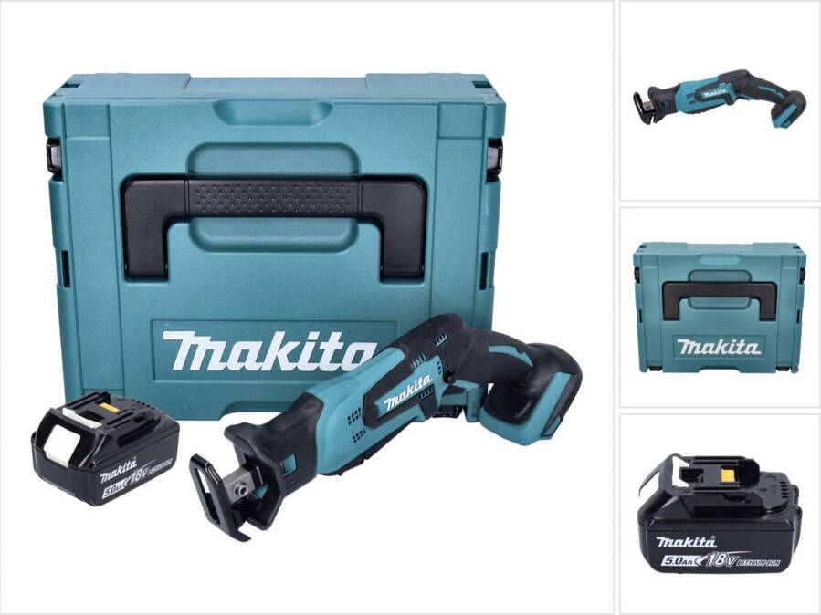 Makita DJR 185 T1J accu reciprozaag 18 V + 1x accu 5.0 Ah + Makpac zonder oplader