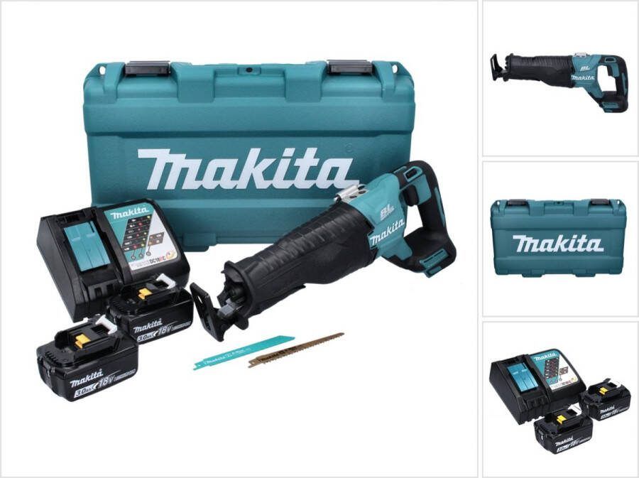 Makita DJR 187 RFK Accu Reciprozaag 18 V Brushless + 2x accu 3.0 Ah + lader + koffer