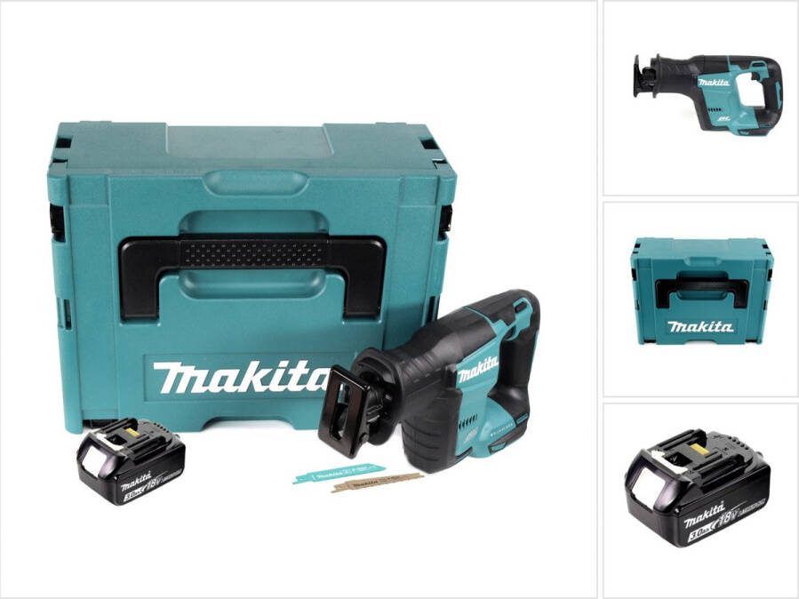 Makita DJR 188 F1J accu reciprozaag 18 V borstelloos in Makpac + 1x 3.0 Ah accu zonder oplader