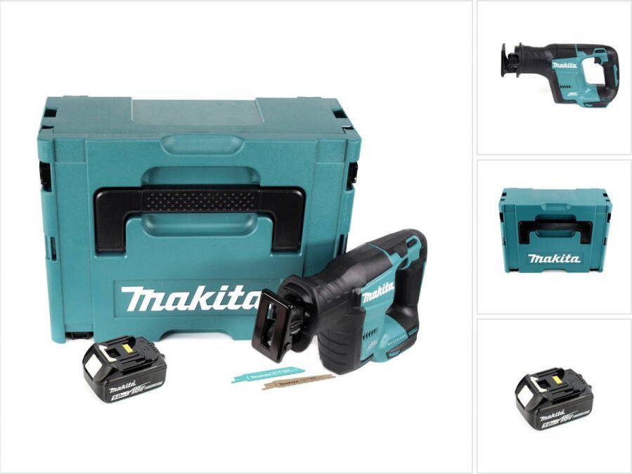 Makita DJR 188 T1J Accu Reciprozaag 18 V Borstelloze Reciprozaag in Makpac + 1x 5.0 Ah accu zonder oplader