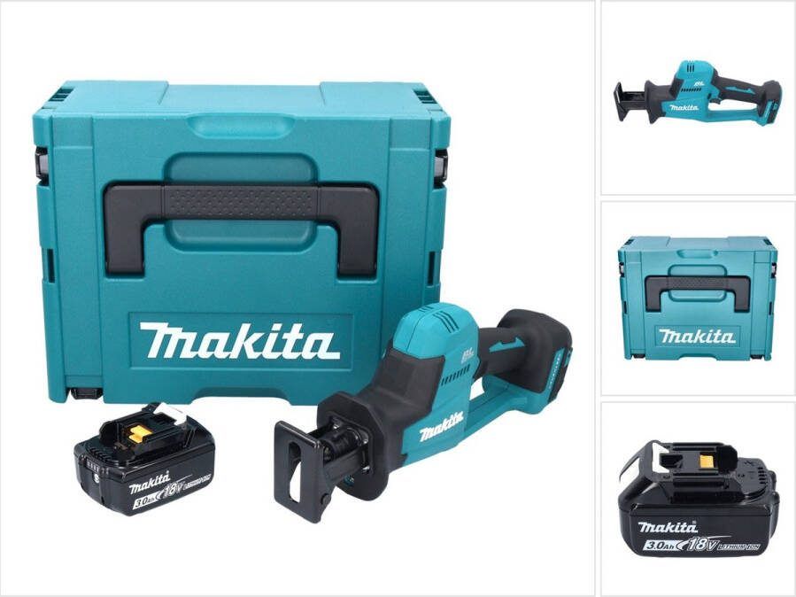 Makita DJR 189 F1J Accu Reciprozaag 18 V Brushless + 1x accu 3.0 Ah + Makpac zonder lader