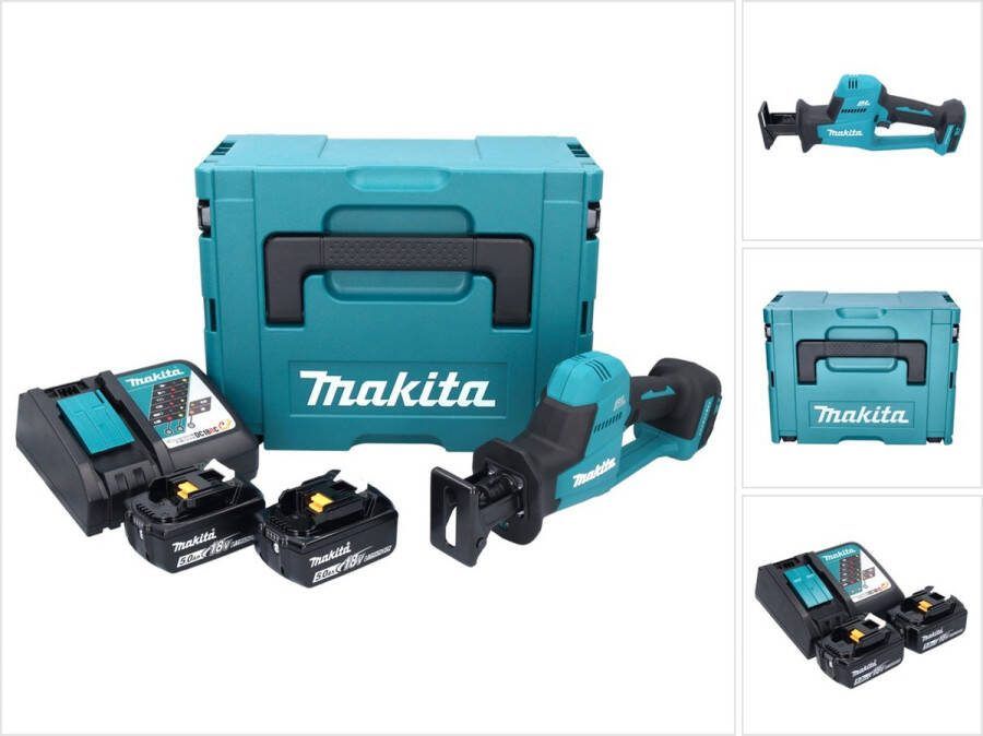 Makita DJR 189 RTJ accu reciprozaag 18 V borstelloos + 2x oplaadbare accu 5.0 Ah + lader + Makpac