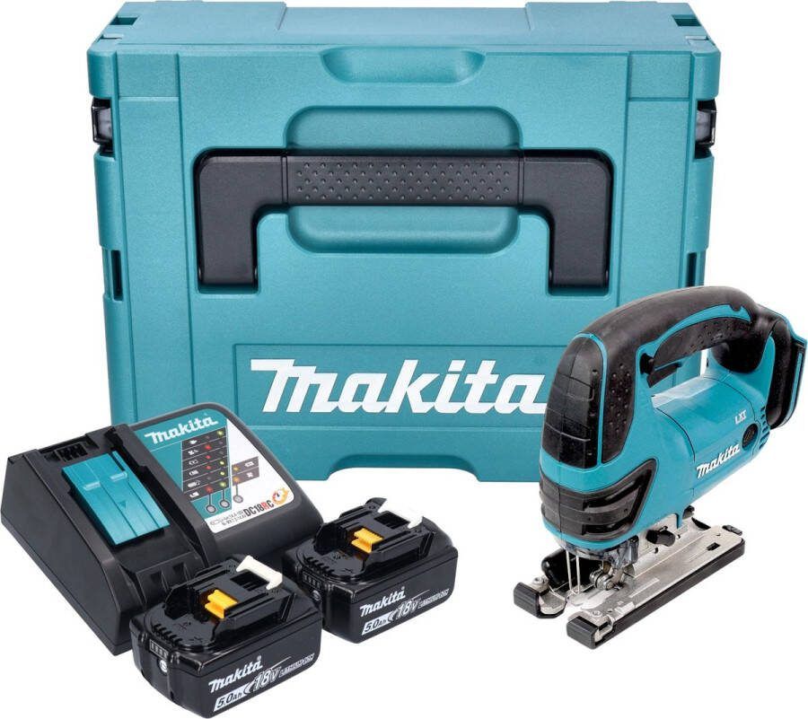 Makita DJV 180 RTXJ accu decoupeerzaag 18 V 135 mm + 2x oplaadbare accu 5.0 Ah + lader + Makpac