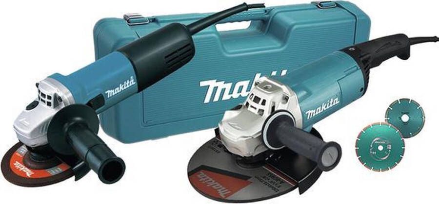 Makita DK0047GX1 125 Mm + 230 Mm Haakse Slijper Combopack 9558HNRGZ + GA9060 In Koffer 230V