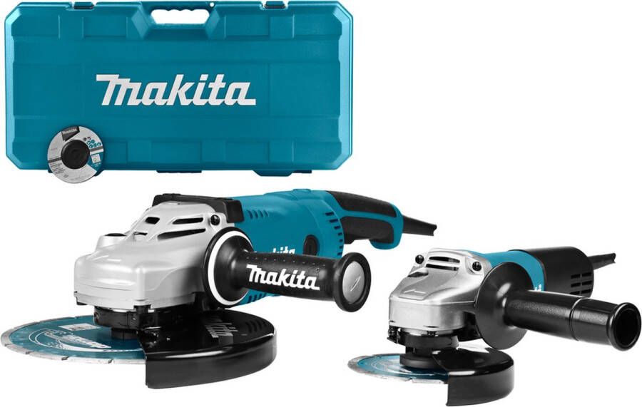 Makita DK0054X1 Haakse slijper combiset (GA9020R 9558NB) + 2 diamantschijven in koffer 2200W 840W 230 x 125mm