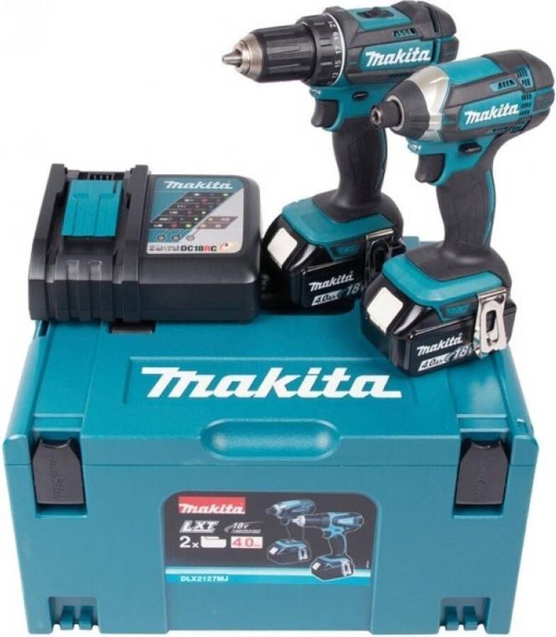 Makita DLX2127MJ Combiset DDF482 18v Boor- schroefmachine + DTD152 slagschroevendraaier 4 0 Ah accu (2 st) snellader Mbox