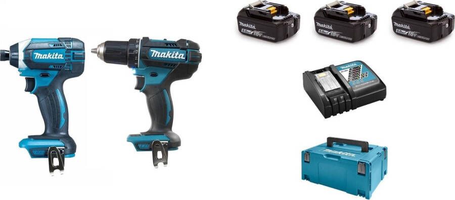 Makita DLX2127TJ1 Combiset Boor- schroefmachine + Slagschroevendraaier 18V 5 0 Ah Accu Met MBox