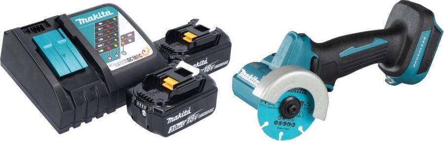 Makita DMC 300 RF accu haakse slijper 18 V 76 mm borstelloos + 2x accu 3.0 Ah + lader