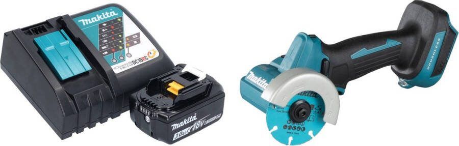 Makita DMC 300 RF1 accu haakse slijper 18 V 76 mm borstelloos + 1x oplaadbare accu 3.0 Ah + lader