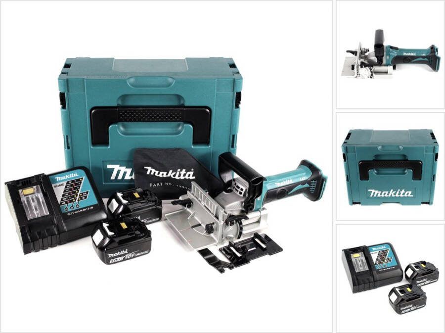 Makita DPJ 180 RTJ 18 V Li-Ion accu bovenfrees in Makpac + 2 x 5.0 Ah accu + lader