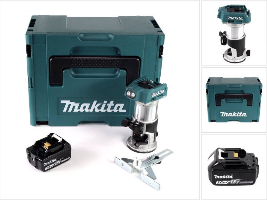 Makita DRT 50 F1J accu multifunctionele bovenfrees borstelloos 18V + 1x oplaadbare accu 3.0 Ah in Makpac 3 zonder oplader