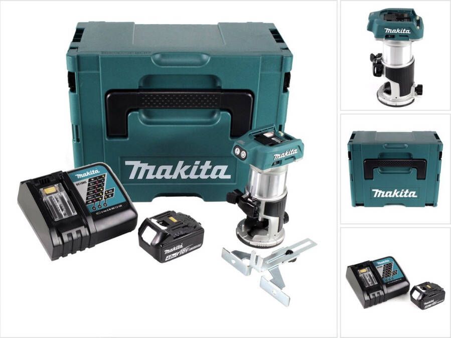 Makita DRT 50 RM1J accu multifunctionele bovenfrees borstelloos 18V + 1x accu 4.0 Ah + snellader in Makpac 3